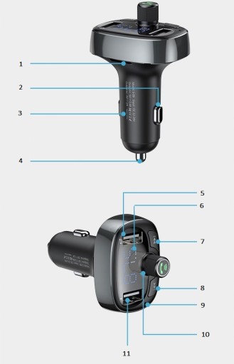 FM-ПЕРЕДАТЧИК BASEUS АВТОМОБИЛЬНОЕ ЗАРЯДНОЕ УСТРОЙСТВО BLUETOOTH MP3 2x USB SD/TF 3.4A