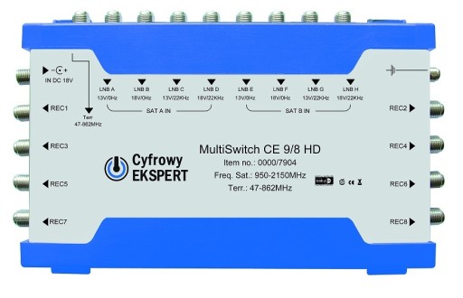 ZESTAW TECHNISAT MULTISWITCH 9/8 9x8 + 2x KONWERTER QUATTRO