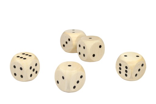 Игральные кости DICE 3х3 см НАБОР из 5 деревянных деталей