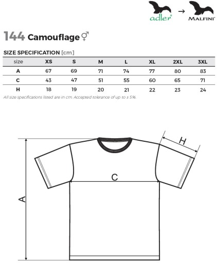 KOSZULKA T-SHIRT ADLER CAMOUFLAGE 160g/m r. L