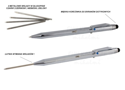 4-ЦВЕТНАЯ МЕТАЛЛИЧЕСКАЯ РУЧКА С НАКОНЕЧНИКОМ ДЛЯ ТЕЛЕФОНА