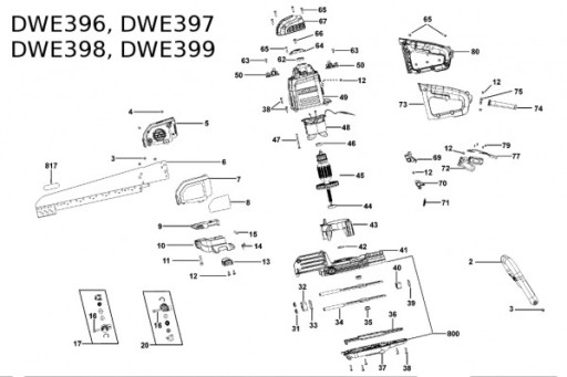 Левый суппорт Alligator DeWalt DWE396.DWE397.DWE398.