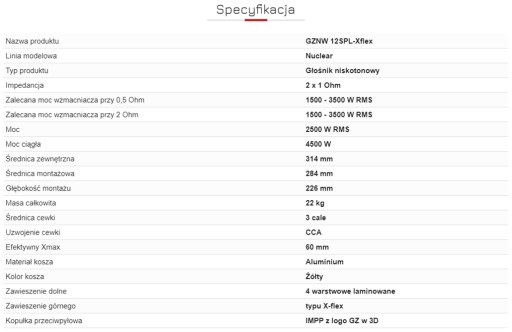 Сабвуфер Ground Zero GZNW 12SPL X-flex 30 см, 4500 Вт