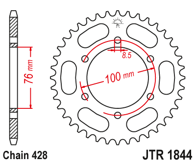 Звездочка ЗАДНЯЯ JT 1844.48 YAMAHA YZF YZF-R 125 08-15