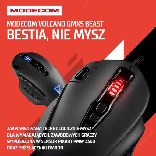 ПРОВОДНАЯ ИГРОВАЯ МЫШЬ 12400 DPI RGB USB MODECOM VOLCANO GMX5 BEAST