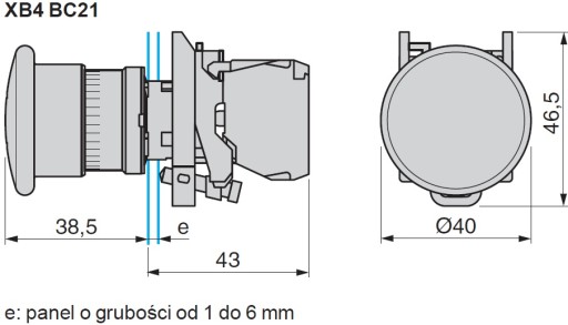 КНОПКА УПРАВЛЕНИЯ КРАСНАЯ XB4 ГРИБНАЯ FI22 NC