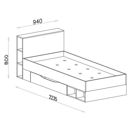 Кровать Mobi (90x200) - MO18 L/R - без матраса