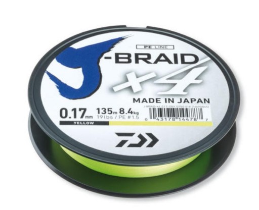 PLECIONKA DAIWA J-BRAID X4 YELLOW 0,10 MM 135 M