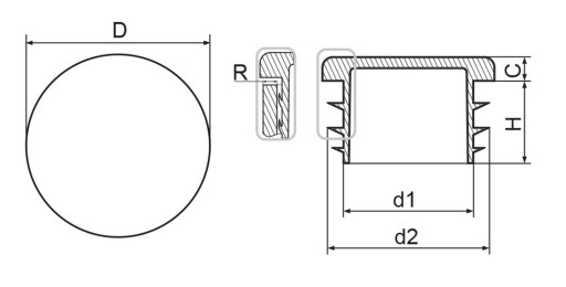 Grey Profile Plug 25 раунд 5 ПК