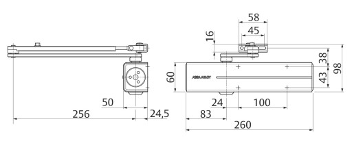 Доводчик ASSA ABLOY DC300 с замком, черный