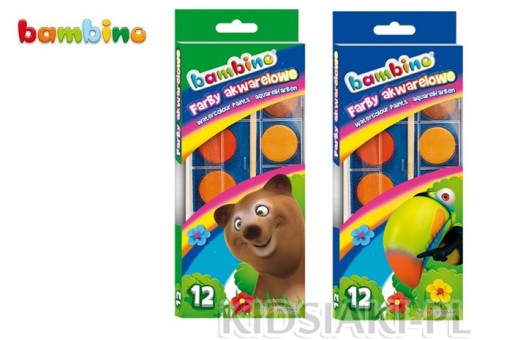 F181 FARBY AKWARELOWE 12 KOLORÓW BAMBINO FARBA f6p