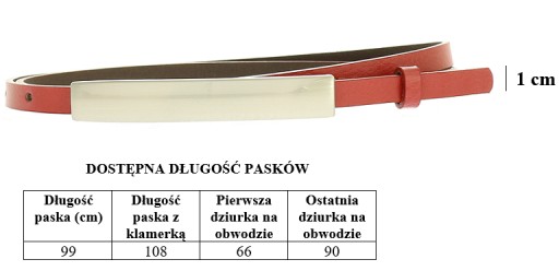 Pasek Damski Skórzany do Sukienka Wiosna Lato 1 cm