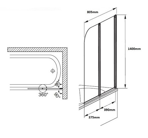 BESCO MODERN ВАННА С ЭКРАНОМ/КОРПУС EM 150x70 см