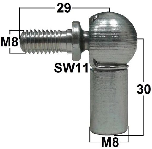 Przegub kulowy kompletny M8 długość 30mm gwint zewnętrzny M8 WG30