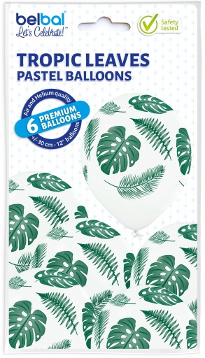 Balony monstera tropikalne liście zielone 6szt