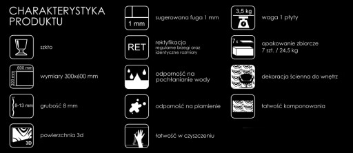 RINSVE Стеклянная плитка Белые 3D панели 600x300x8