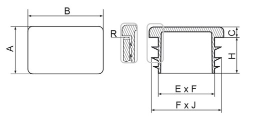 Zaślepka profila szara 15x35mm prostokąt 5szt.