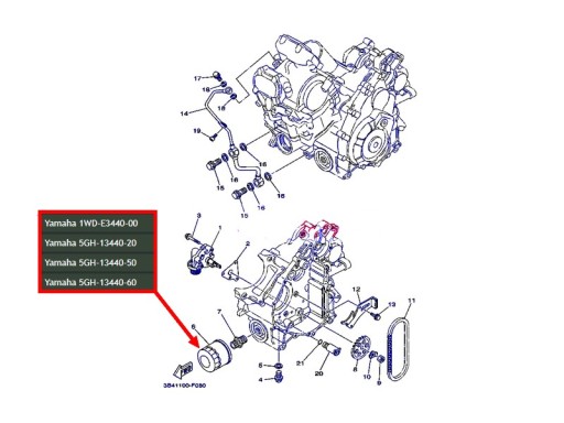 Yamaha 5GH-13440-80 МАСЛЯНЫЙ ФИЛЬТР MT-03 MT-07 MT-09 FZ6 Fazer FJR XJ6 XT1200