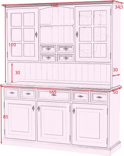 Стилизованный деревянный кухонный сервант, 170 см!