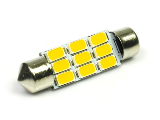 C5W LED 9 SMD 5630 ЛАМПОЧКА ТЕПЛЫЙ БЕЛЫЙ 36 мм