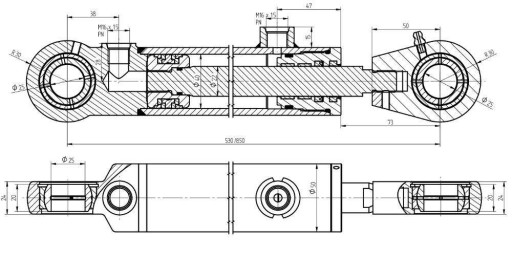 ГИДРАВЛИЧЕСКИЙ ЦИЛИНДР CJ2F 40x22x320 U25 L=530