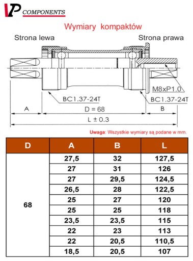 Кассета каретки VP-BC73 113 мм / 68 SQUARE BSA