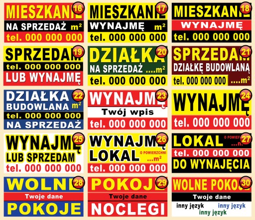 TABLICA PCV 100x50 SPRZEDAM dom działkę baner