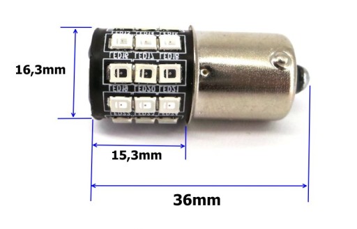 P21W красный светодиод BA15S 12В CANBUS R5W R10W 1100лм