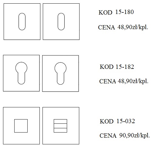 Klamka 2145 rozeta kwadratowa czarny/ chrom Convex