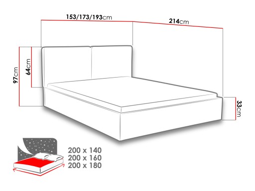 КРОВАТЬ 180x200 Szymek Double ДВУСПАЛЬНАЯ КРОВАТЬ