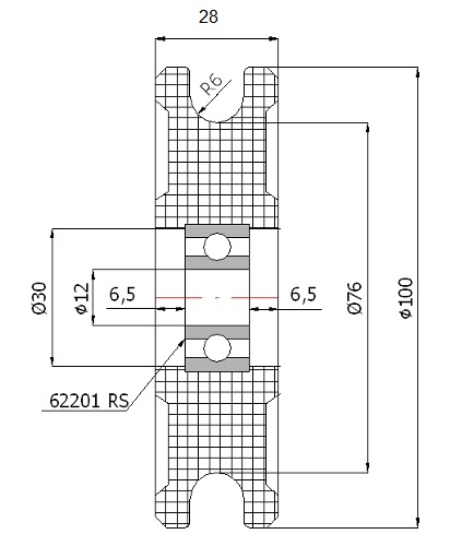 ROPE ROLLER канатные ролики, диаметр 100, 12 блоков