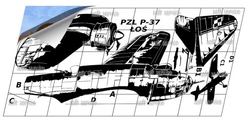 Наклейка на самолет PZL P-37 MOOSE 140х70 см №18