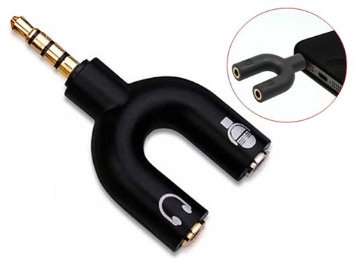 ADAPTER STEREO MiniJACK 3,5mm M x1 -> F x2 4PIN