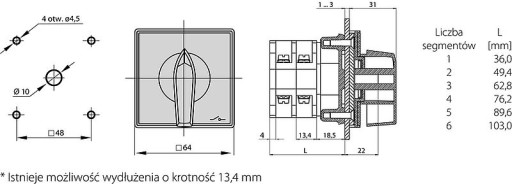 КУЛАЧКОВЫЙ ПЕРЕКЛЮЧАТЕЛЬ SPAMEL P/T O-I 25A ŁK25R-2.8211