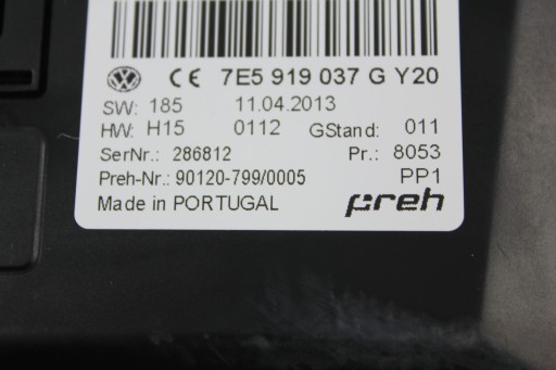 Панель управления Webasto Vw T5 T6 Amarok 7E5919037G