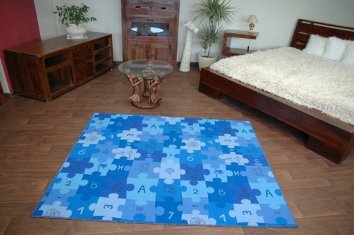 DYWAN DZIECIĘCY 100x400 cm PUZZLE niebieski @9138