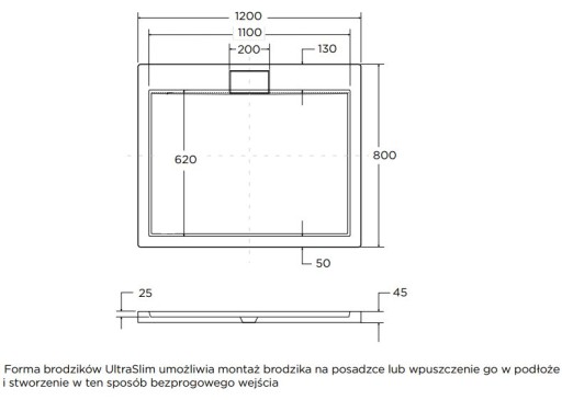 ДУШЕВОЙ ПОДДОН POLISH SLIM 120x80 см С КРЫШКОЙ СИФОНА