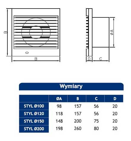 Настенный вытяжной вентилятор Dospel Styl 100 S