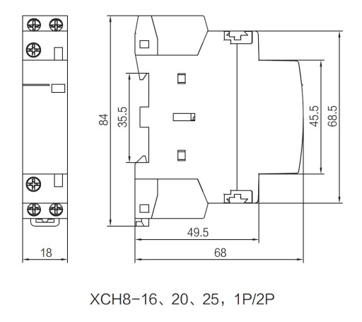 МОДУЛЬНЫЙ КОНТАКТОР 1-ФАЗНЫЙ 25A 2P 2NC катушка 230VAC