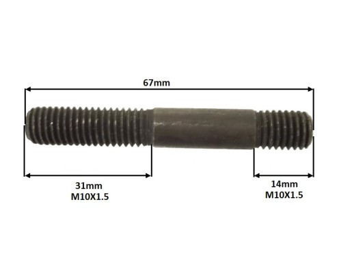 ВИНТ M10X1,5 67MM РЕЗЬБА M10 1,5