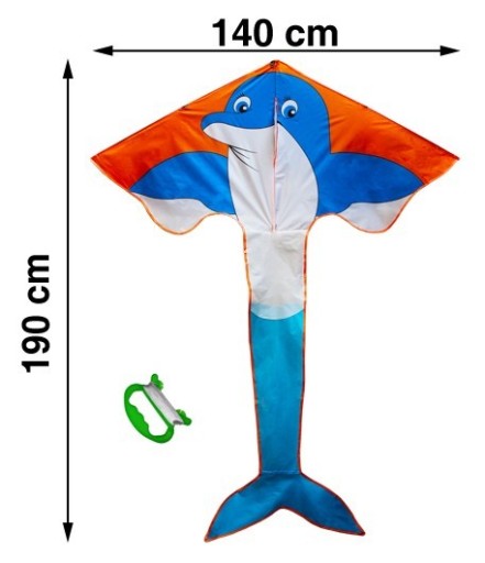 МЕГА Большой воздушный змей Дельфин 140см x 190см HIT