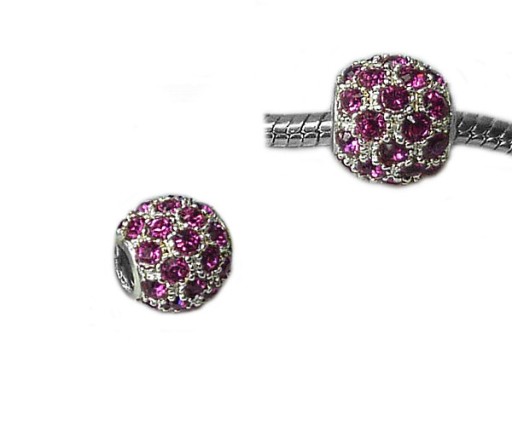 FUCHSIA SWAROVSKI модульная бусина розового серебра