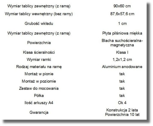 Белая магнитная доска для сухого стирания 90х60 см.