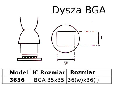 Паяльная насадка для станции HotAir BGA 35х35мм 3636