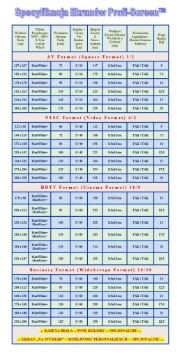 EKRAN PROJEKCYJNY 1/1 250x250 RAMKI MANUALNY
