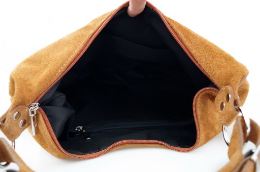 LEATHER BAG сумка замшевая на молнии V318 коньячный