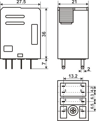 Катушка реле Mini DIN 24 В 2x НО/НЗ 10 А