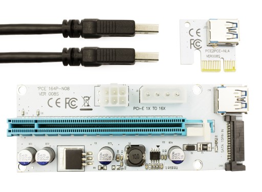 RISER 008S USB3.0 PCI-E PCI 1x-16x 6PIN SATA ЛЕНТА