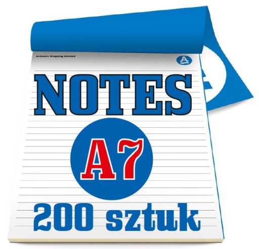 BLOCZKI reklamowe 50-kartkowe A7 NOTESY klejone z NADRUKIEM Logo 200 sztuk
