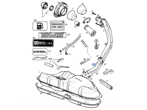 ТОПЛИВОЗАЛИВНАЯ ТРУБКА ШЛАНГ БАКА OPEL VECTRA B